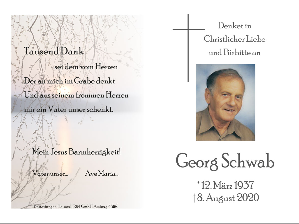 Schwab Georg Sterbebild